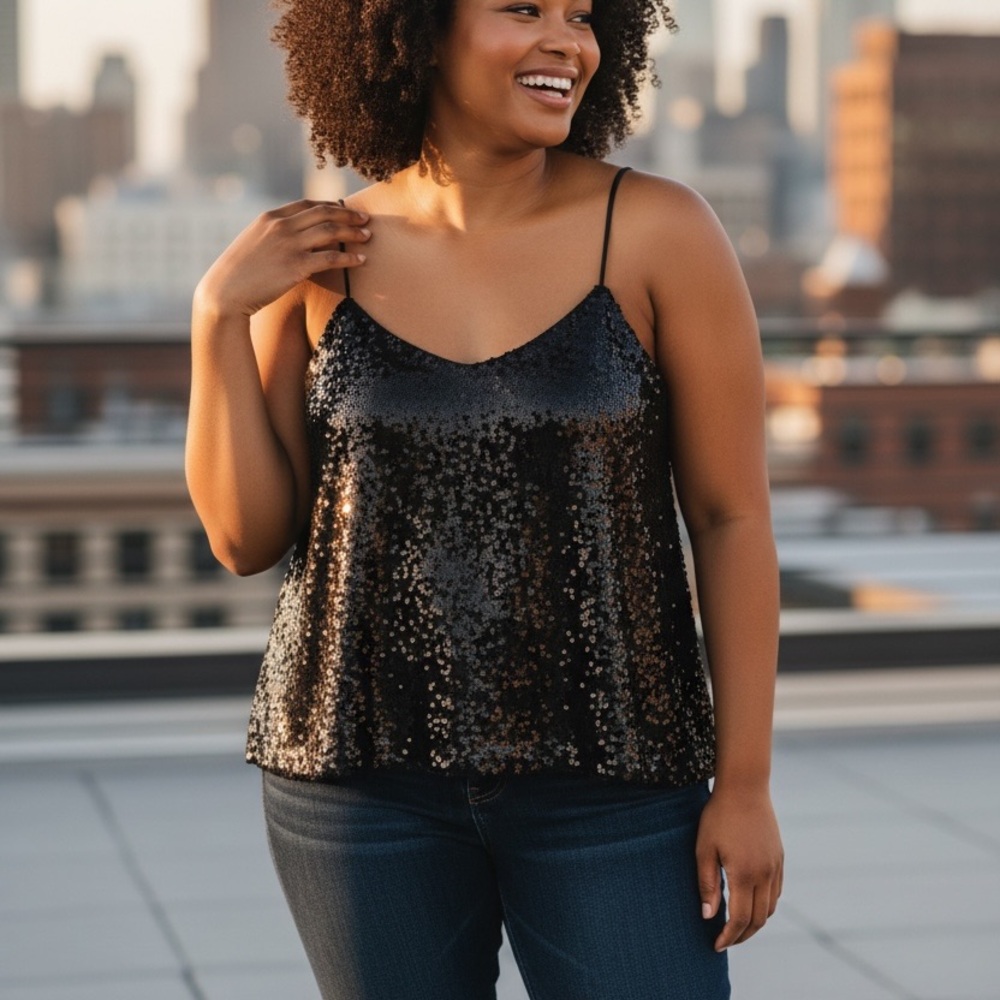 Express Black Sequin Camisole